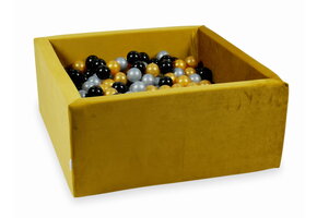 Ballenbak - vierkant - goud - 90x90x40cm - 600 ballen - velvet