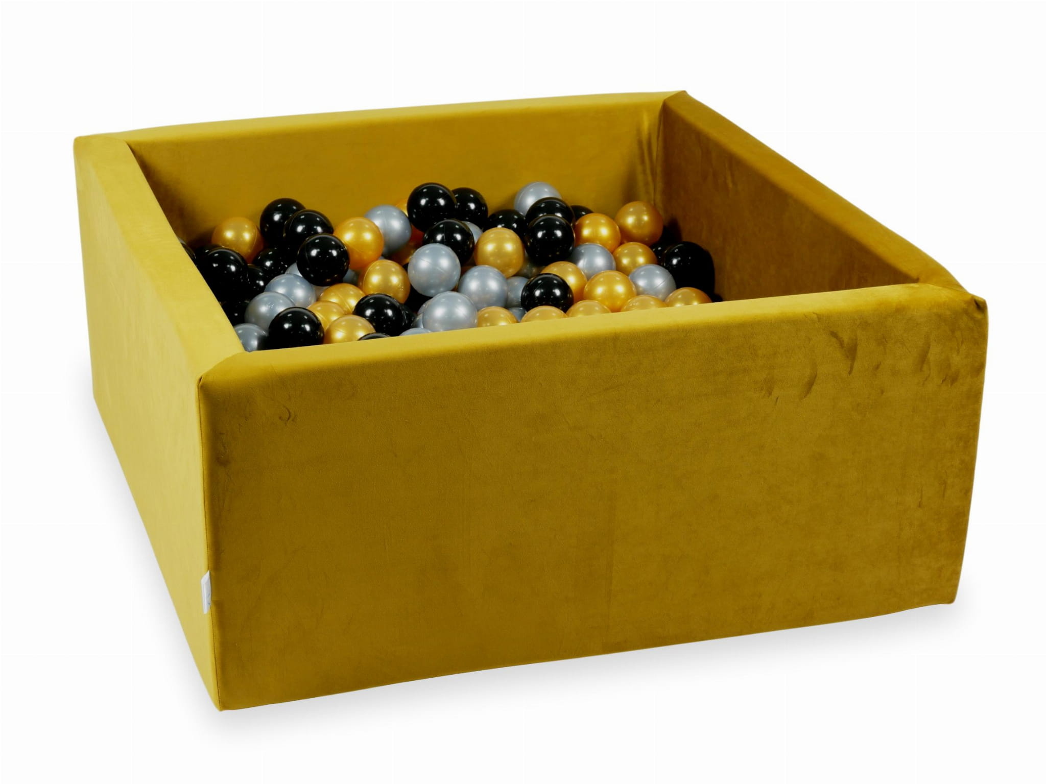 Ballenbak - vierkant - goud - 90x90x40cm - 600 ballen - velvet