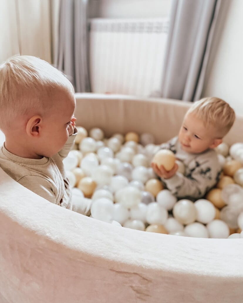 Ballenbak - beige - 110x40cm - zonder ballen - rond
