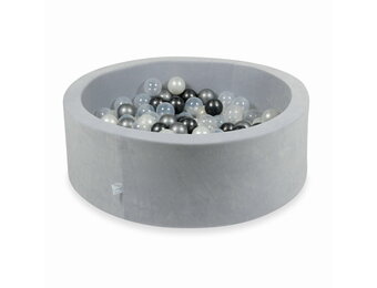 Ballenbak - rond - 90x30cm - lichtgrijs - 200 ballen