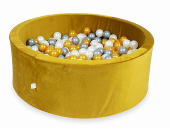 Ballenbak - 110x40cm - goud - velvet - rond - 500 ballen