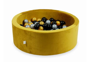 Ballenbak - goud - velvet - 200 ballen - 90x30cm - rond