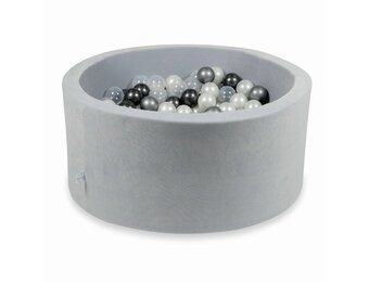 Ballenbak - lichtgrijs - 300 ballen - 90x40cm - velvet