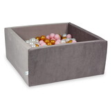 Ballenbak - 90x90x40cm - velvet - lichtpaars - 400 ballen