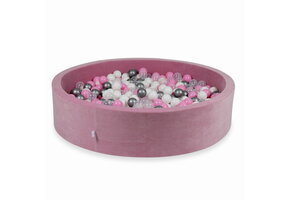 Ballenbak - velvet - roze - 130x30cm - rond - 600 ballen