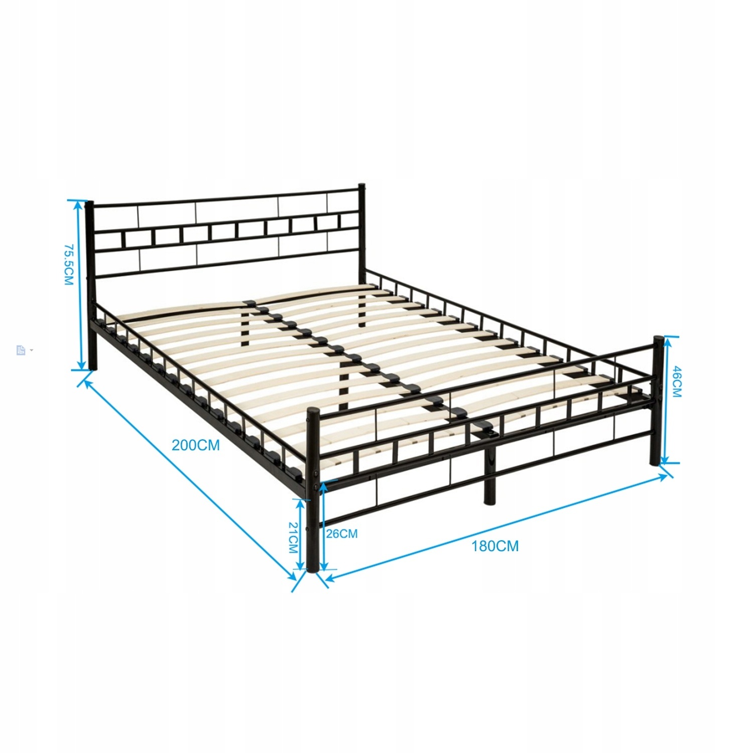Metalen bedframe met lattenbodem- 180x200 - zwart