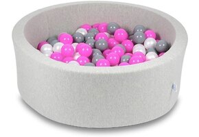 Ballenbak - 200 ballen - 90 x 30 cm - ballenbad - rond grijs