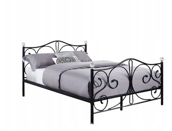 Metalen bedframe met lattenbodem- 140x200-versierd - zwart met kristal