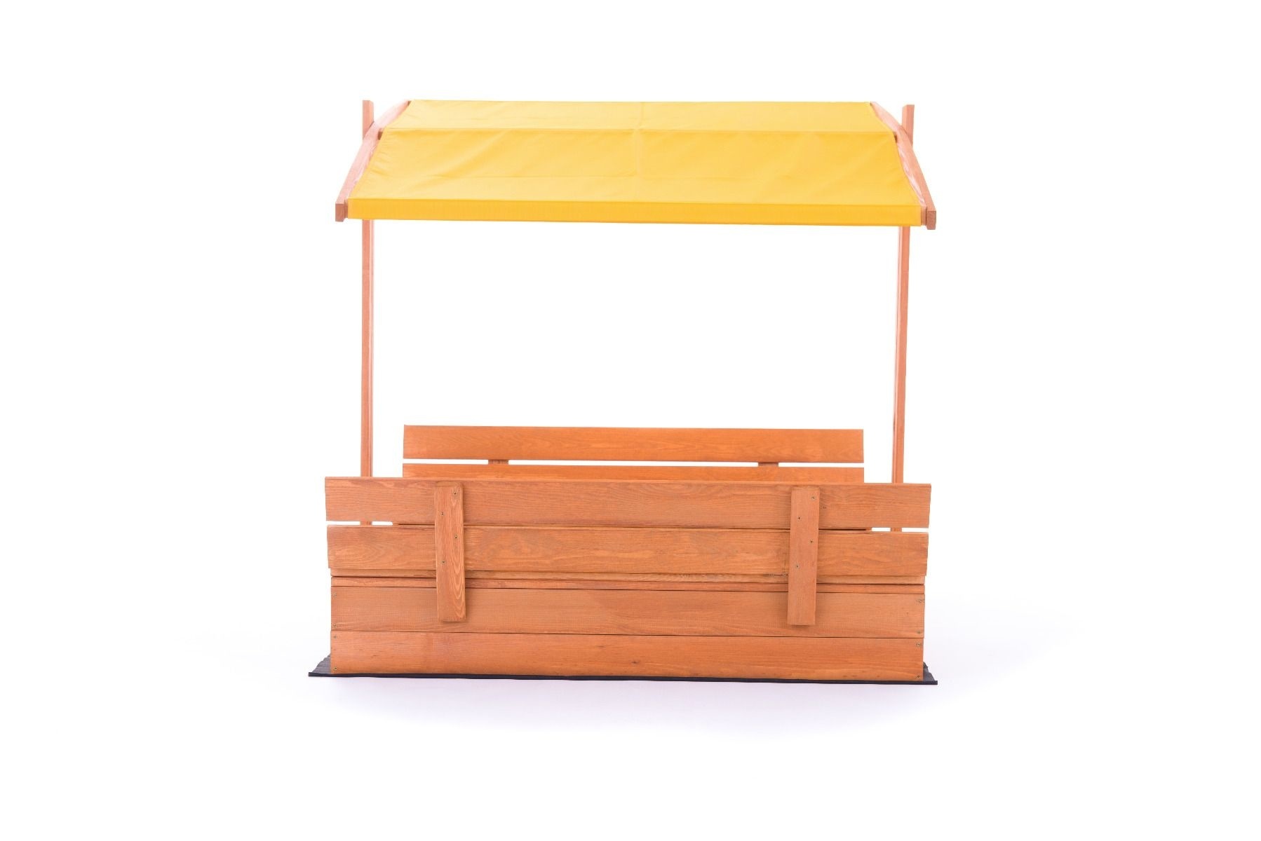 Zandbak - hout - met dak en bankjes - 140x140 cm - geel