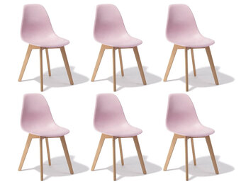 Eetkamerstoelen KITO - set van 6 eettafel stoelen - roze