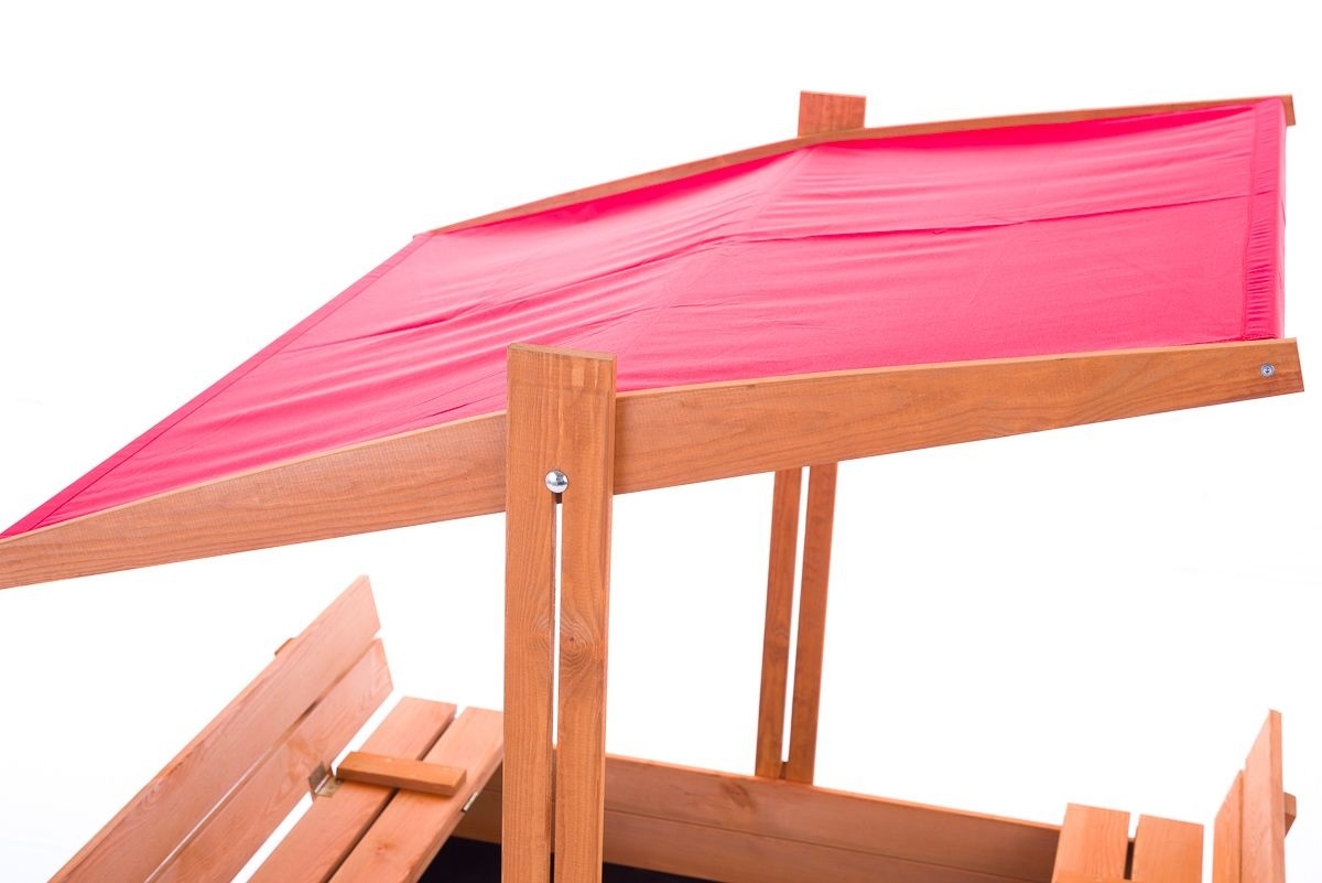 Zandbak - hout - met dak en bankjes - 120x120 cm - rood