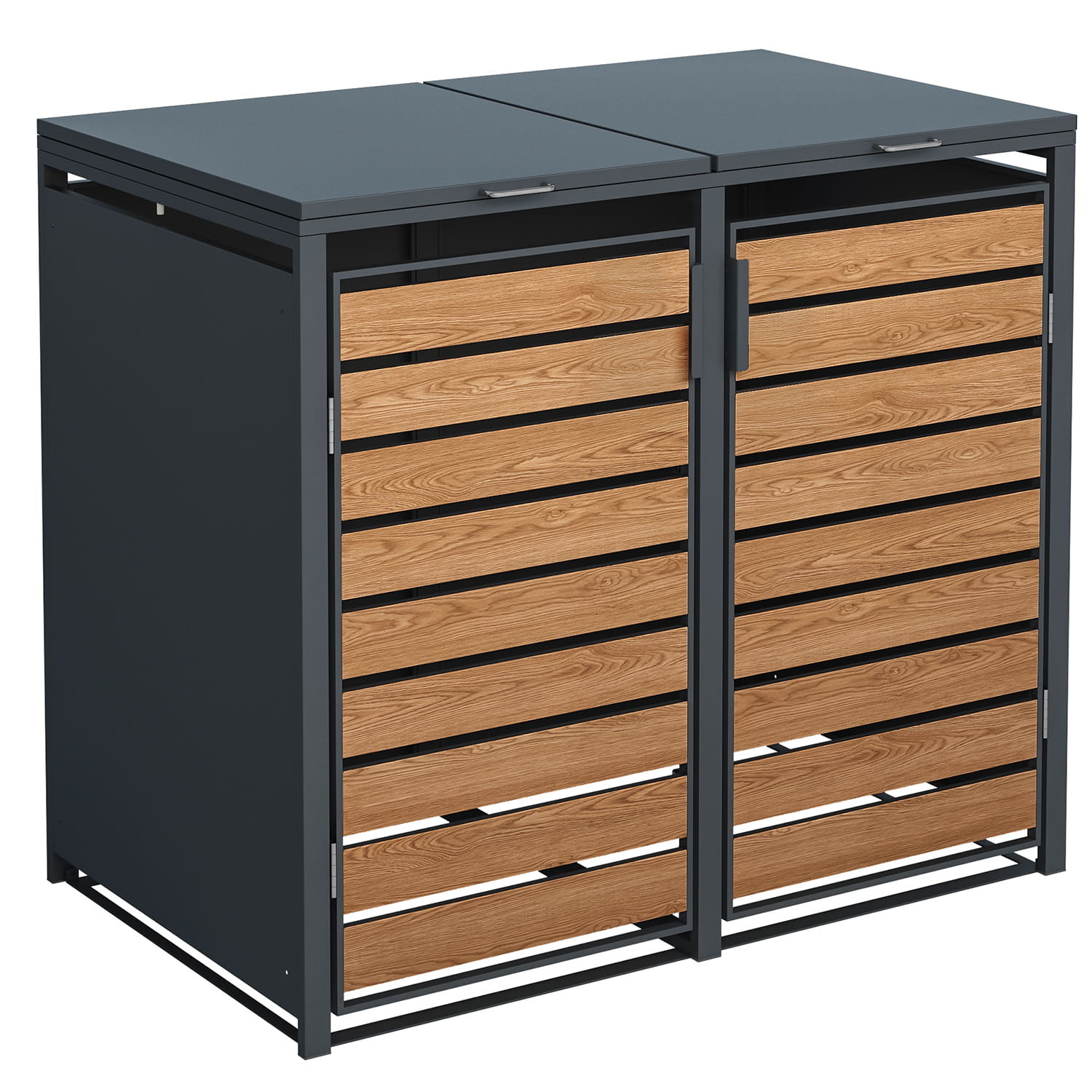 Container ombouw - 2 containers - 132x80x116cm - antraciet houtmbouw - 2 containers - 132x80x116cm - antraciet hout