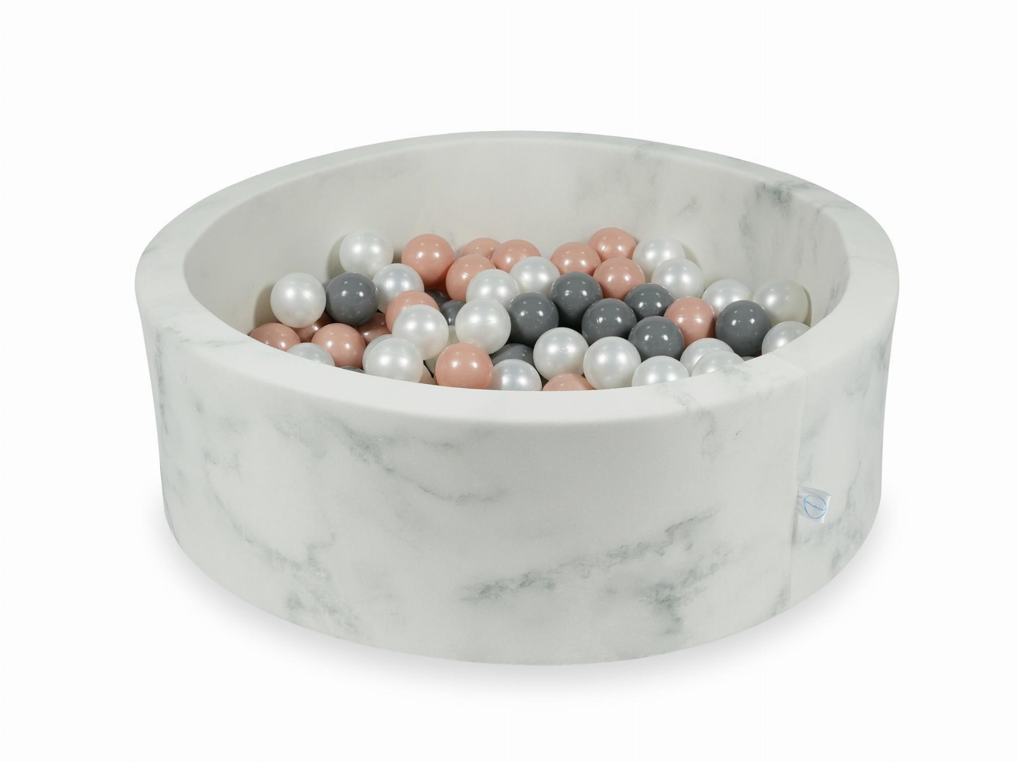 Ballenbak marmer met 200 rose goud, grijs en parelmoer ballen - 90 x 30 cm - rond