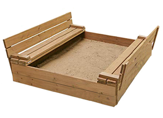 Zandbak hout 160x160 - opvouwbare afdekking tot zitje - dubbel geïmpregneerd bruin