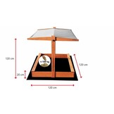 Zandbak - met deksel en dak - hout - 120x120 cm - grijs