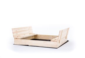 Zandbak - met deksel en bankjes - 120x120 cm - hout