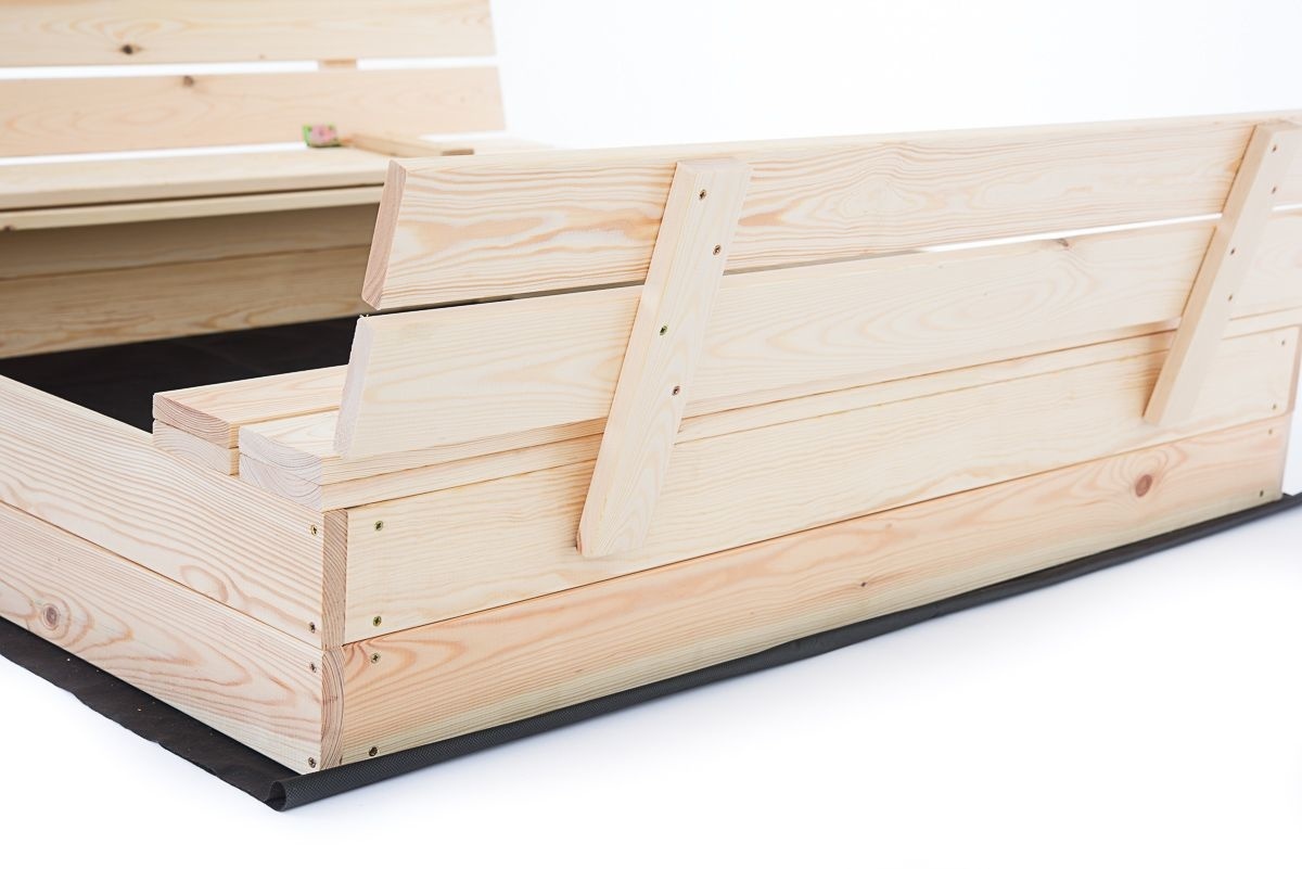 Zandbak - met deksel en bankjes - 120x120 cm - hout