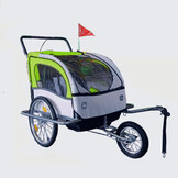 Fietskar kind - fietsaanhanger - met schokbreker - lime groen