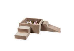Foam speelset - met ballenbak en 400 ballen - 4-delig - beige
