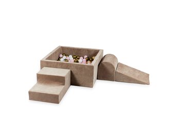 Foam speelset - met ballenbak en 400 ballen - 4-delig - beige