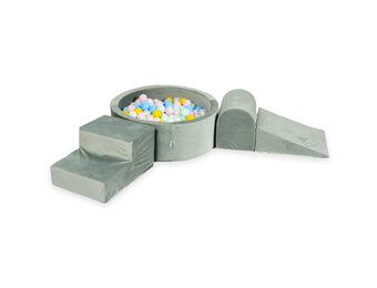 Foam speelset - met ballenbak en 200 ballen - 4-delig - grijs