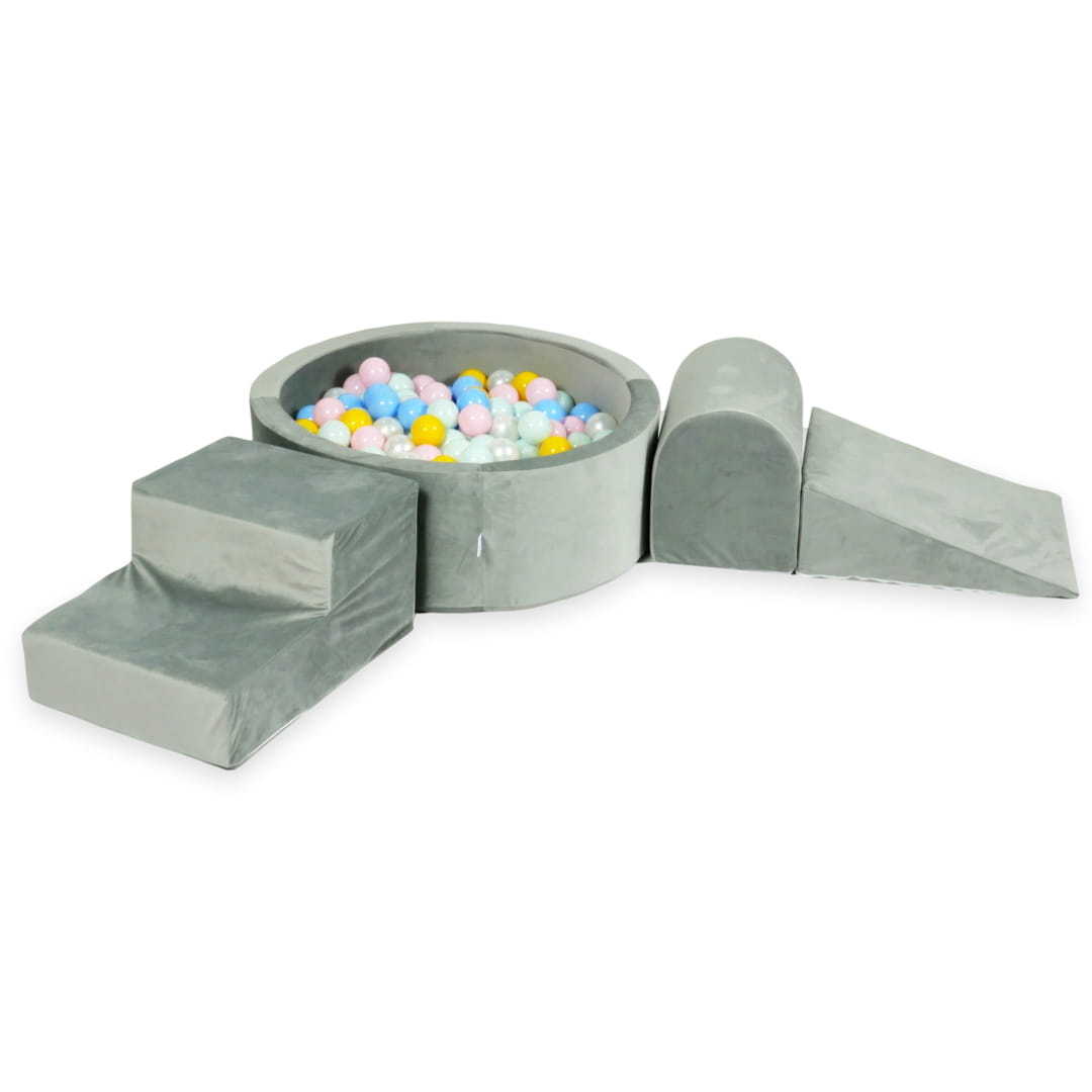 Foam speelset - met ballenbak en 200 ballen - 4-delig - grijs