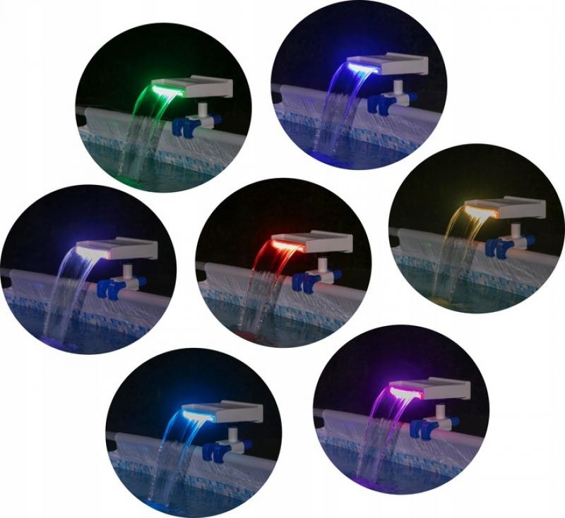 Zwembad fontein - LED verlichting - 34,5x26x30 cm - wit blauw