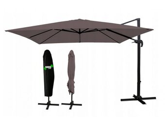Zweefparasol - met voet en parasolhoes - 250x250cm - cacao