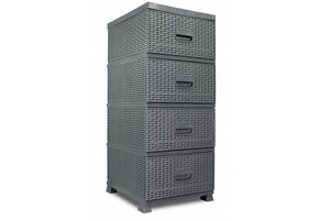 Ladekast - met 4 lades - kunststof - 37x44x90 - grijs