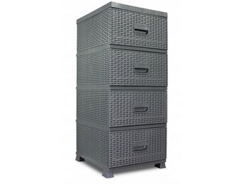Ladekast - met 4 lades - kunststof - 37x44x90 - grijs