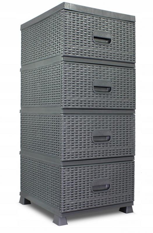 Ladekast - met 4 lades - kunststof - 37x44x90 - grijs