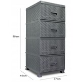 Ladekast - met 4 lades - kunststof - 37x44x90 - grijs