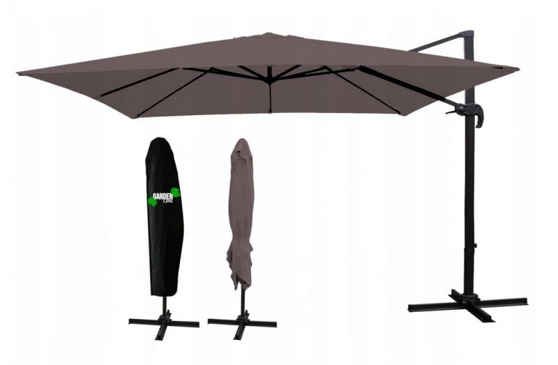 Zweefparasol - met voet en parasolhoes - 300x400cm - cacao