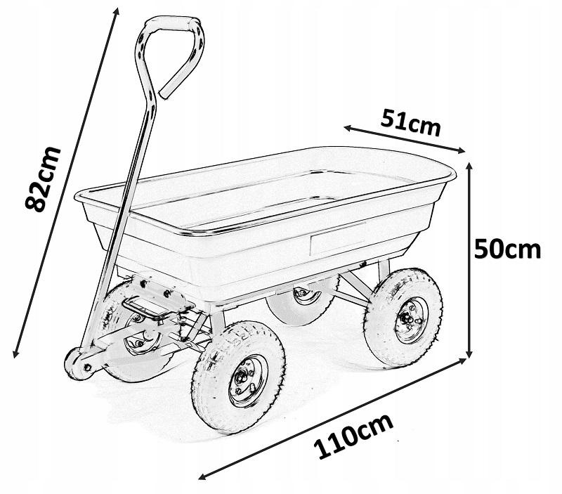 Tuinkar - met kiepfunctie - 75 liter - 110x51x50 cm - zwart