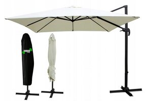 Zweefparasol - met voet en parasolhoes - 300x400cm - beige