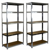 Stellingkast set - met 5 planken - 180x90x30 cm - grijs