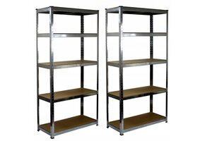 Stellingkast set - met 5 planken - 180x90x30 cm - grijs