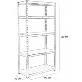 Stellingkast set - met 5 planken - 180x90x30 cm - grijs