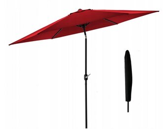 Parasol - tuinparasol - met hoes - rond - 300 cm - rood