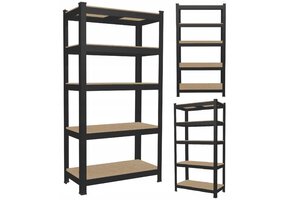 Stellingkast - met 5 planken - 180x90x40 - zwart