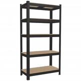 Stellingkast - met 5 planken - 180x90x40 - zwart