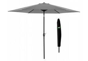 Parasol - tuinparasol - met hoes - rond - 300 cm - grijs