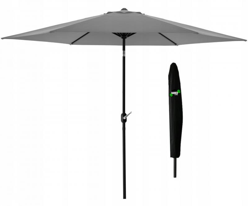 Parasol - tuinparasol - met hoes - rond - 300 cm - grijs