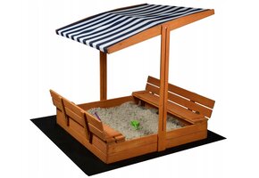 Zandbak met dak - speelgoed - en grondzeil - 120x120x120 cm