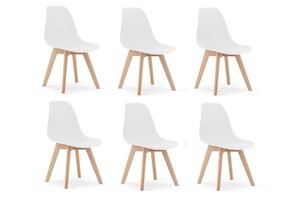 Eetkamerstoelen KITO - set van 6 eettafel stoelen - wit