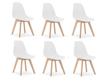 Eetkamerstoelen KITO - set van 6 eettafel stoelen - wit
