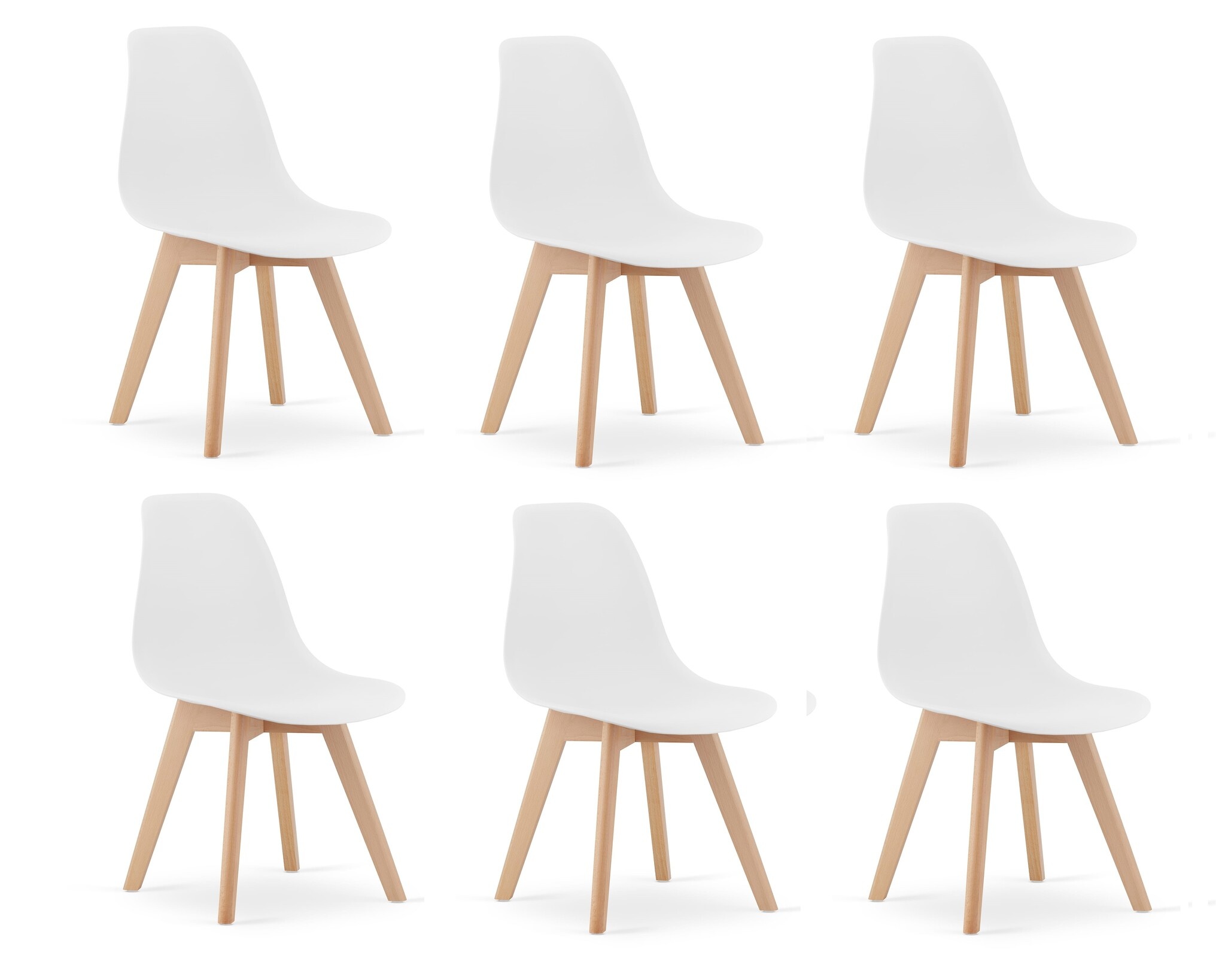 Eetkamerstoelen KITO - set van 6 eettafel stoelen - wit