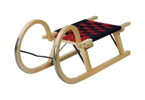 Slee van beuken hout 95cm met steun en textiel zitting