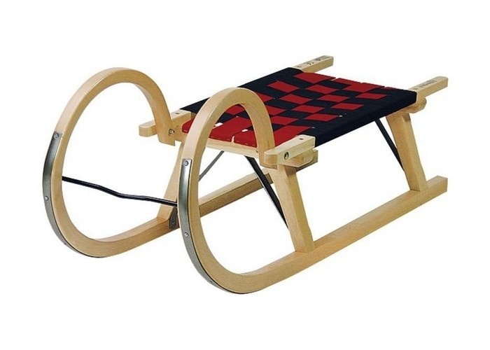 Slee van beuken hout 95cm met steun en textiel zitting