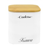 Broodtrommel set - met 3 voorraaddozen - staal, bamboe - wit